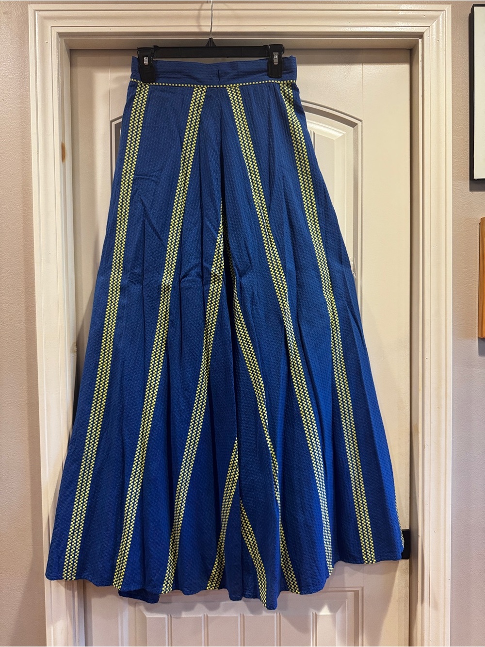 Ace & Jig Blue Wrap Skirt with Yellow-Green Stripe Panels - Picture 3 of 5